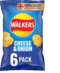 Walkers Crisps - CHEESE AND ONION - 6 Bag Pack UK)